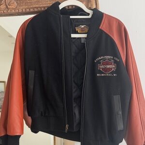 Vintage Harley-Davidson Black and Rust-Orange Jacket